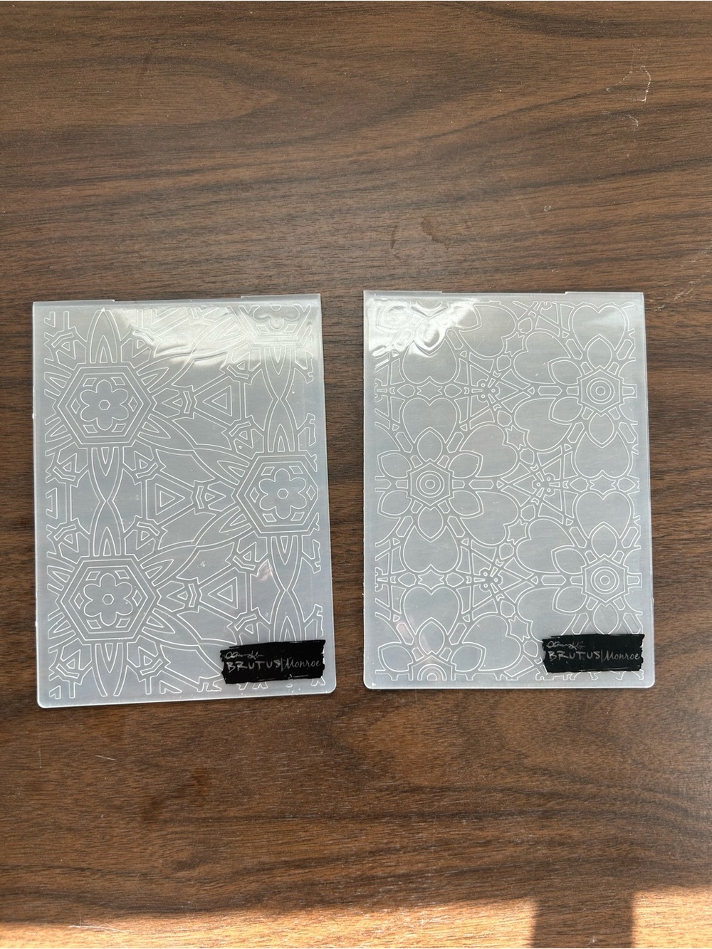 | White Floral and Geometric Embossing Stencils - Set of 2